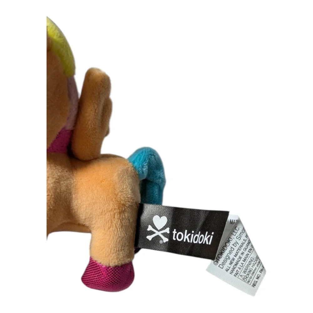 Tokidoki Kaili Unicorno Plush Keychain Tan Body Colorful Mane Flower Embroidery